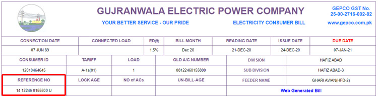 gepco online duplicate bill