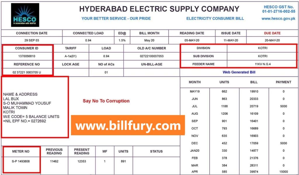 hesco duplicate bill